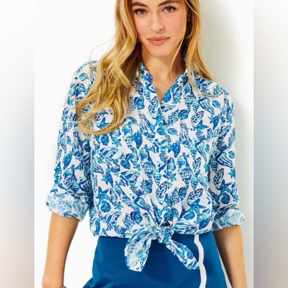 NEW Lilly Pulitzer Seaview Button Down blouse sz XL NWT